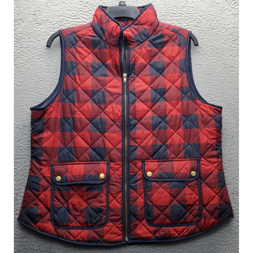 Telluride Clothing Co. Puffer Vest Womens 1X Multi Buffalo Check Full Zip EUC